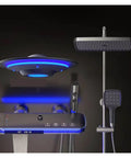 RIBEUJIZS Led Digital Bathroom Shower System Faucet features a modern rain shower head and user-friendly controls.