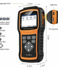 Image of All Systems Diagnostic Tool For Kia And Hyundai With Bidirectional Scan OBD2 Reader showing dimensions and port locations.
