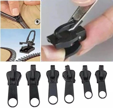 6 Pack Black Zipper Sliders Pullers Repair Kit For Coats Jackets And Luggage Instant Fix Zipper Set Replacement Fasteners