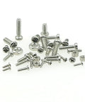 TopShelf Phillips Pan Head Machine Screws And Hex Nuts Metric Assortment Kit Featuring 850Pieces Of JobsiteGrade Stainless Steel Hardware For NoFuss Daily Repairs scattered on a white background.