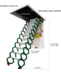 Electric Attic Ladder With Remote Control Alloy Folding Ceiling Mounted Pull Down Loft Staircase showcasing measurements and design features.