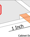 Diagram showing cabinet door overlay of 1 inch for 50 Pack 1 Inch Overlay Soft Closing Face Frame Cabinet Hinges With Screws, 105 Degree