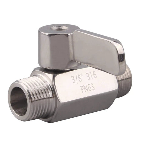 3/8 Inch NPT Male To Male Stainless Ball Valve With SUS316 Body And Ball Inline Shutoff For Two Pipes In The Same Direction