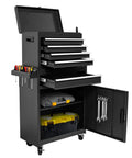 5 Drawer Rolling Tool Chest With High Capacity Adjustable Shelf Lockable Drawers Detachable 2 In 1 Mechanic Tool Box Storage Cabinet On Wheels For Garage Workshop Warehouse And Repair Shop, open with tools visible.