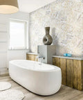 Bathroom with Peel And Stick Brown Marble Backsplash Tiles 50 Piece Set 5.9 Inch Square Self Adhesive PVC Wall Tile Decals on wall