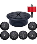 Black TV Cord Hider Kit With 2-38 Inch Cable Concealer And Grommet For Conference Tables, Easy Wire Tidy Setup To Hide Messy Cords And Keep Your Space Sleek And Super Clean Today. Black PP cable grommet kit with saw tool and 6 organizers