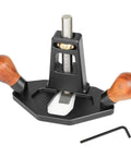 Tough As Nails Handheld Router Plane Featuring Adjustable Stainless Steel And Ebony Blades, with wooden handles and precise blade adjustment.