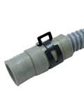 Gray Drain Hose DD67-00058A OEM Replacement for Dishwashers, close-up view of hose connection with clamp, OEM part