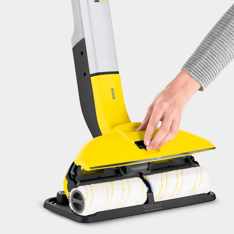 Hand adjusting Cordless Hard Floor Cleaner With Mop Function FC 3 For Wood Laminate Tile Vinyl And Stone Floors, yellow rollers