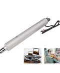 Beefed Up 24V Electric Linear Actuator With Rock Hard Aluminum Body And IP65 Rated Build With Sturdy Mounts For RV Camper Lift Beds Recliners 3000N Smooth Push, shown from the side with wiring.