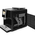 Kickstart Your Daily Java With This Slick Super Automatic Espresso Machine Featuring A Bpa Free Design Built In Grinder Responsive Touch Screen And Breeze To Clean Operation For Flawless Barista Level Shots In Matte Black, side view showing open access.