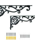 Rock Solid Decorative Shelf Brackets Wrought Iron Corbels 15.5 X 7.2 In Antique Black with included screws and anchors.