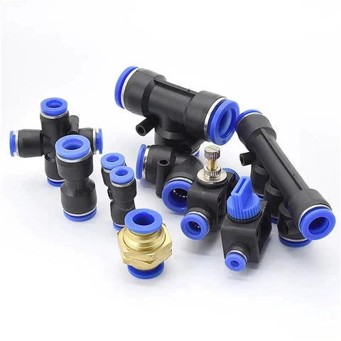 Assorted 2 Way Quick Push Pneumatic Fittings for 4mm Tubing Air Line Connector Joint Durable Push to Connect, pack of 50
