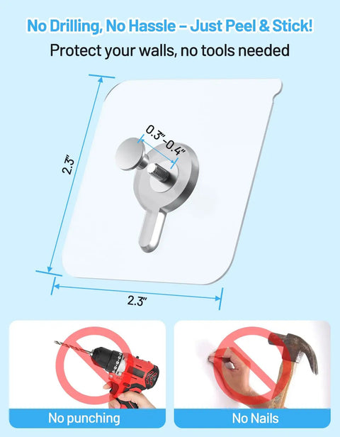 12 Pack Clear Adhesive Picture Hooks Heavy Duty No Drill Wall Hangers For Frames Mirrors Shelves Waterproof Stick On Mounts With Killer Grip And No Sweat Installation Every Time