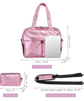 45L Waterproof Duffle Bag For Women Lightweight Carry On Weekender with Separate Shoe Pocket and Multiple Internal Pockets Pink size details