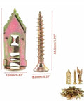 Self Drilling Drywall Anchors 100 Pieces Gold Hollow Wall Screw Kit with measurements for easy tool-free mounting