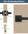 Six Pack Privacy Door Handles Black No Keys For Bedroom And Bathroom Interior Levers dimensions illustration