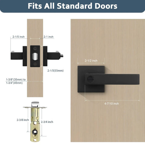 Six Pack Privacy Door Handles Black No Keys For Bedroom And Bathroom Interior Levers dimensions illustration