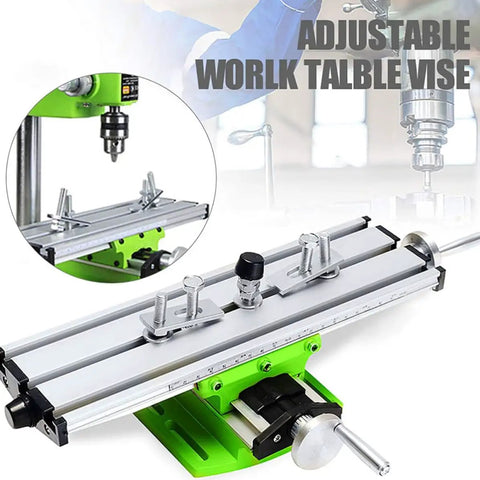Showeroro Mini Drill Press Stand With Precision Alloy Steel Cross Slide Table For Home Workshop Milling Machine Accessory, adjustable vise detail.