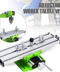 Boofaa Compact Multifunction Drill Press Platform For Milling Machines, adjustable work table vise in green and aluminum.
