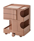 Heavy Duty Rolling Storage Cart With Smooth Swivel Wheels Keeps Your Clutter Down And Looking Slick in light brown, featuring dual bins and quiet casters.