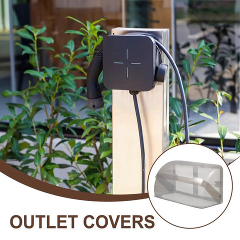 Tough As Nails Outdoor Waterproof 2 Gang Outlet Cover mounted on a post, protecting sockets from rain and dust.