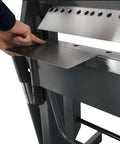 Close-up of Workhorse 40 Inch Box And Pan Brake For 12 Gauge Mild Steel With Hands Free Foot Control demonstrating metal placement