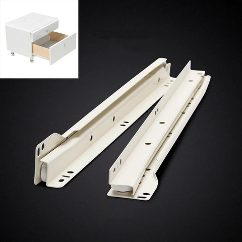 Full Extension Drawer Slides 2 Pack Heavy Duty Metal Cabinet Runners With Smooth 2 Section Telescoping Rails For Kitchen Bathroom Closet Organizers Easy Replacement, white metal pair