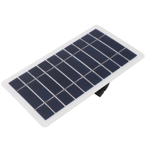 Awesome 5W Solar Panel Charger for Home and Outdoor Security Cameras with monocrystalline cells, black and white rectangular panel