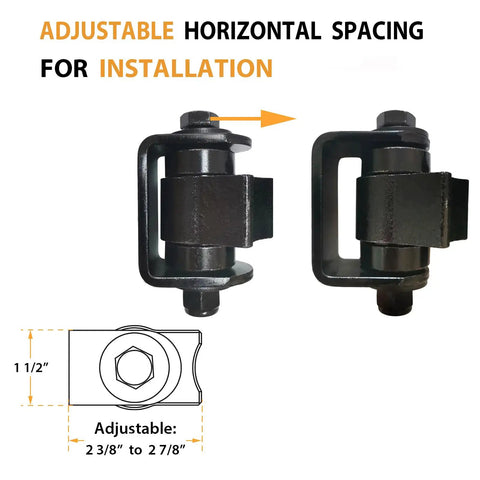 Heavy Duty Weld On Gate Hinges 4 Pack detail image showing adjustable horizontal spacing for installation.