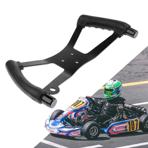 Butterfly Steering Wheel for Go Karts, Durable Iron Sport Kart Replacement, Ergonomic Grip, shown with go kart racing scene