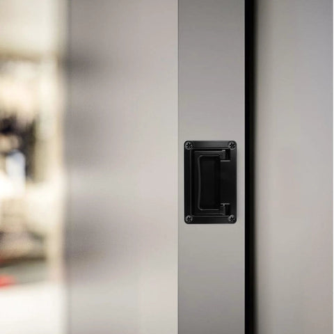Recessed Flush Pull Handle With Mounting Screws Black Zinc Alloy For Deck Hatch And Toolbox Space Saving Compact Design on door