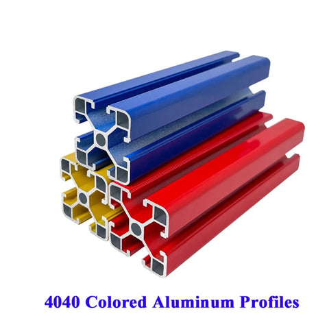 Heavy Duty Anodized Red 40 X 40mm T-Slot Aluminum Extrusion Profile stack with blue, yellow, and red colors.