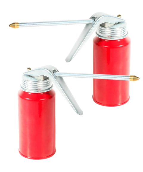 2 Pack Metal Oil Can Pump Oiler For Auto And Motorcycle Care With Spout 200Ml Hand Pump Oil Sprayer Durable Steel Dispenser