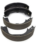 Front And Rear Complete Brake Kit With Ceramic Pads Shoes And Rotors And Drums For Chevy Silverado 1500 And Gmc Sierra 1500 Models 2009 To 2013 ceramic brake shoes in gray and black arrangement.