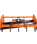 Heavy Duty 72 Inch Tractor Land Leveler Scraper Grader Attachment with dual cutting edges in vibrant orange.