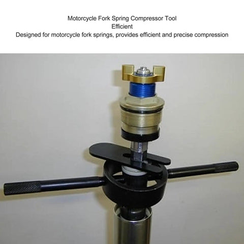 Motorcycle Fork Spring Compressor Kit With Aluminum Handles Radial Pin Spanner For Coil Spring Service, shown on fork assembly