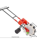 Walk Behind Hand Push Seeder With 10 Equidistant Nozzles For Precise Quantitative Sowing In Row Crops Pro Grade Garden Seeder shown with dimensions