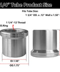 Heavy Duty One And A Quarter Chromoly Heim Joint Rod End Kit With Spacers, 12 TPI Threads, Two Pairs, Left And Right Hand Joints, High Misalignment Spacers From One Inch To Three Quarters Inch, Fits One Point Seven Five Inch OD Tubing With 0.120 Inch Wall, 1 1/4-12 thread spacer