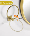 Gold Toilet Paper Holder And Hand Towel Bar Set In Brushed Brass With Double Post Pivoting Design, 180-degree swivel detail