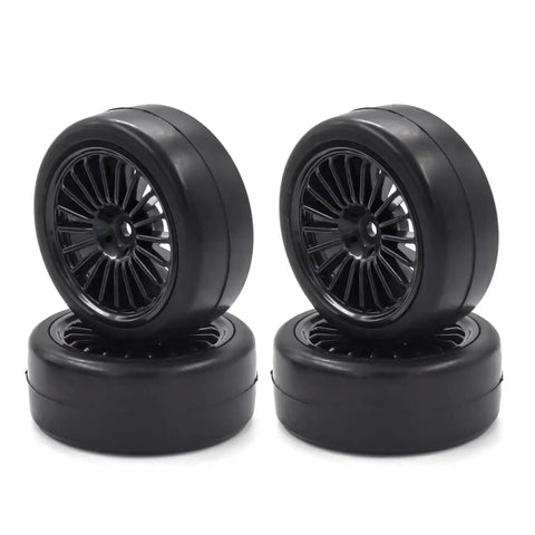 HPI Kyosho Traxxas Compatible 60mm Hard Drift Tires 4 Pack Smooth Tread On Road RC Car Wheels Upgrade Parts For 1To10 Scale Drifting Cars And Hobbyists With Durable Performance And Stable Handling