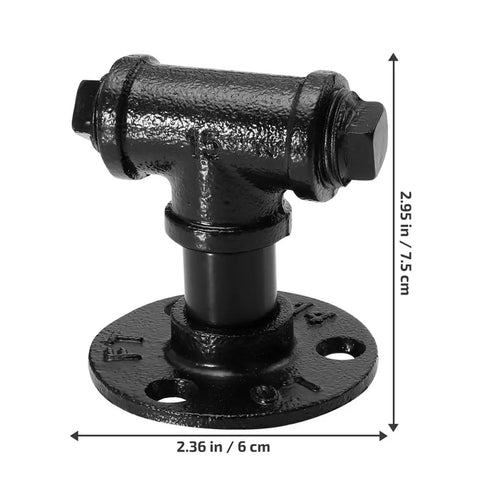 Industrial Vintage Iron Pipe Cabinet Handles Two Pack Retro Open Plan Style Cupboard Door Pulls For Furniture And Bar Cabinets Durable Metal Drawer Pulls For Kitchen Wardrobes Dressers And Your DIY Reno Project, black iron pipe handle front view with measurements