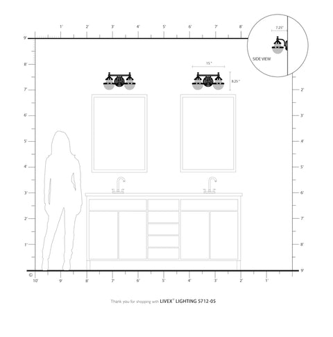 Transitional Two Light Bath Vanity Fixture From Oldwick Collection in Polished Chrome Finish over bathroom mirrors, 15x7.25x8.25 dimensions