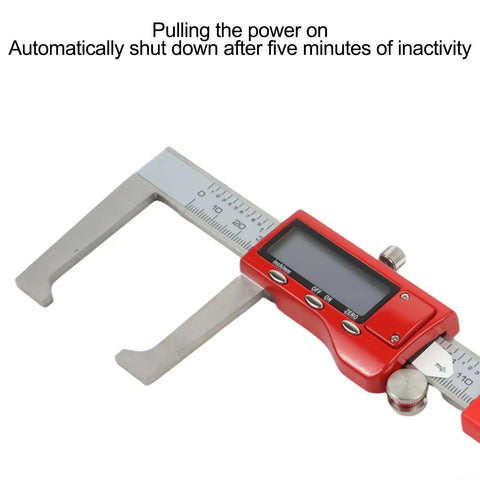 Digital Brake Disc Caliper 0-150mm Stainless Steel LCD Electronic Vernier with red casing, displaying a precise measurement
