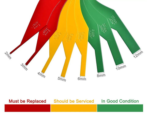 Brake Lining Thickness Gauge Set, 8 Piece, SAE and Metric Steel Construction, Color Coded Pads For Quick Brake Pad Checks, Built For Cars, Trucks And Heavy Duty Rides