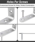 Close-up of 40 Pcs L Bracket Corner Brace Set Stainless Steel 2 Inch 50mm x 50mm Right Angle Shelf Brackets With Screws