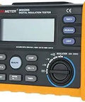 Front view of Digital Insulation Tester Megohmmeter And Multimeter With Auto Power Off 600V AC RMS, orange case, screen, and controls.