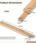 Two Pack Wood Drawer Slides for Kitchen and Furniture, Beech Wood Center Guide Track With Metal Bracket Support, 15.7 Inch