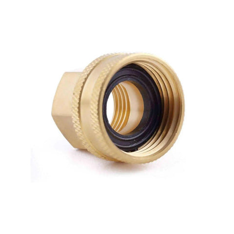Garden Hose Swivel Adapter Brass 3/4 Inch GHT To 1/2 Inch NPT Fitting Quick Connect Double Female Connector Easy Install Pack Of 20 Heavy Duty Outdoor Use Durable Leak Free Seal Universal Fit Corrosion Resistant Ideal For Lawn Care And Garden Projects brass adapter close-up