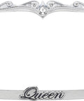Blinged Out Queen License Plate Frame Chrome And Clear With Nine Glass Crystals Black Glitter Lettering On Bottom Zinc Die Cast
